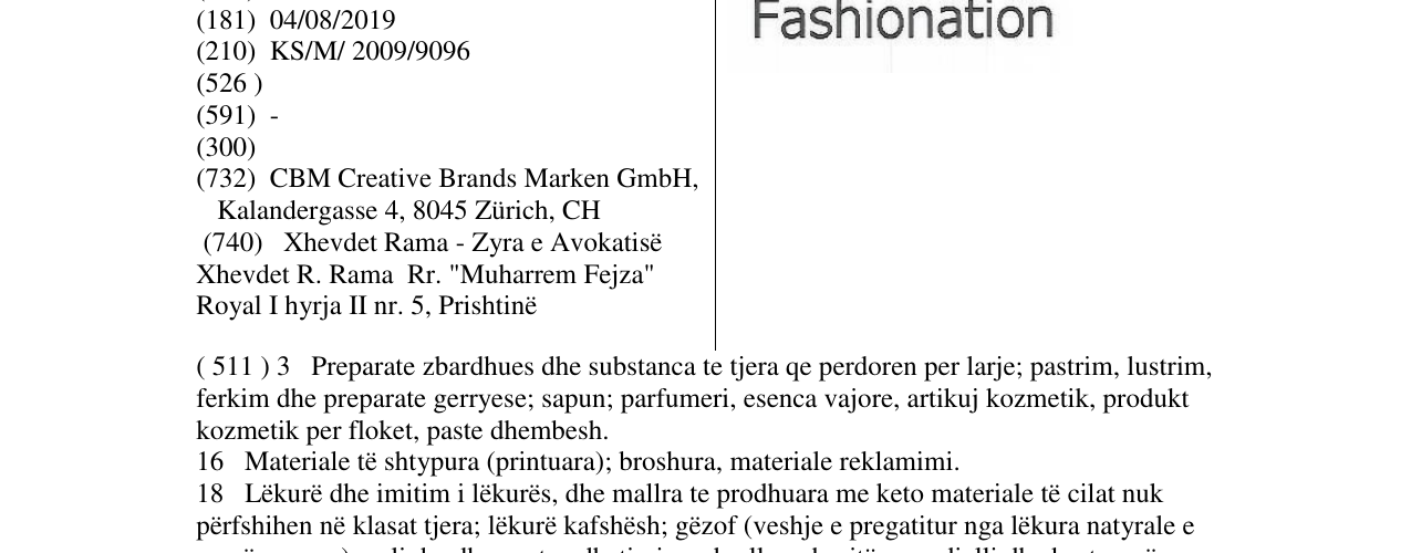 Zëri i markës Fashionation në buletin