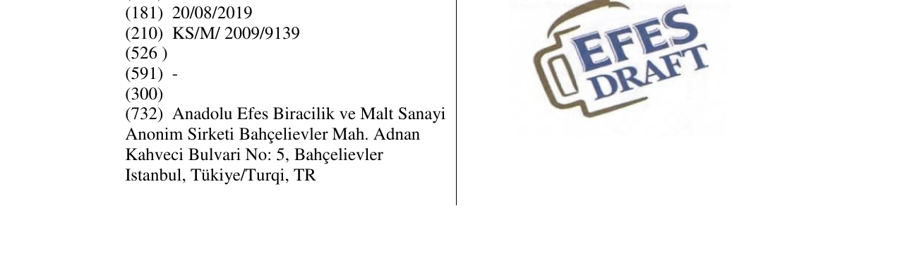 Zëri i markës EFES DRAFT në buletin