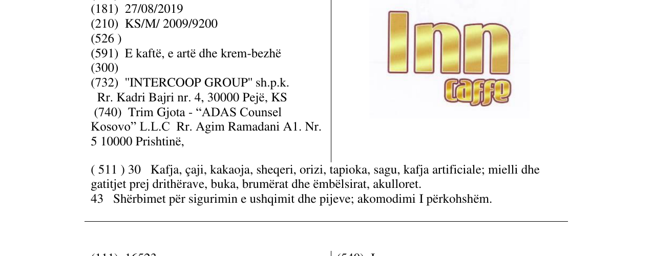 Zëri i markës Inn caffe në buletin