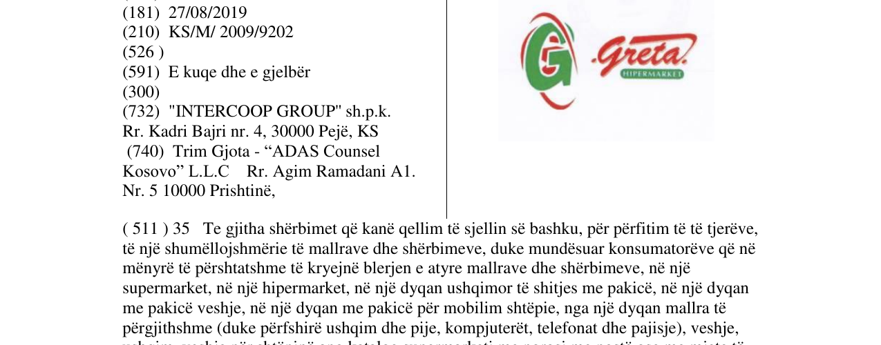 Zëri i markës Greta në buletin