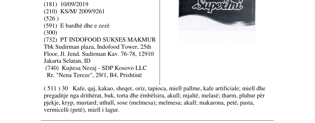 Zëri i markës Supermi në buletin