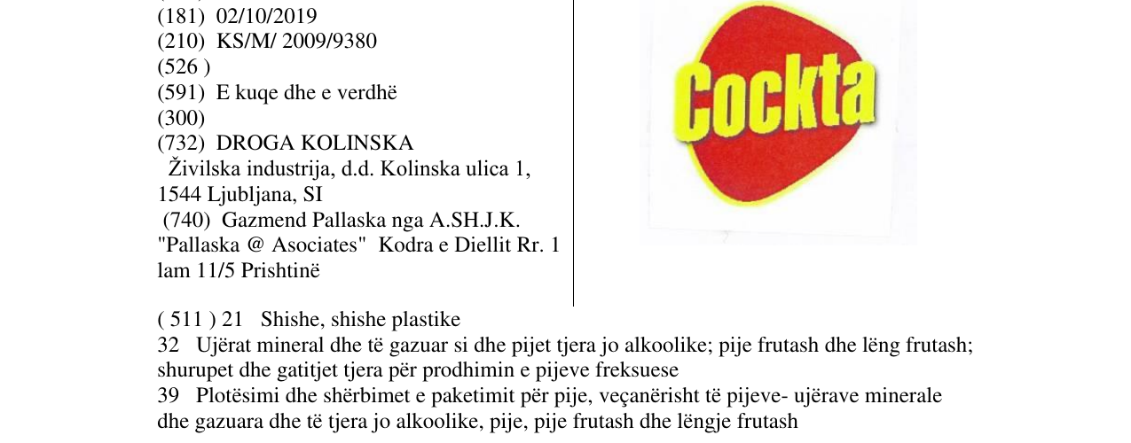 Zëri i markës Cockta në buletin