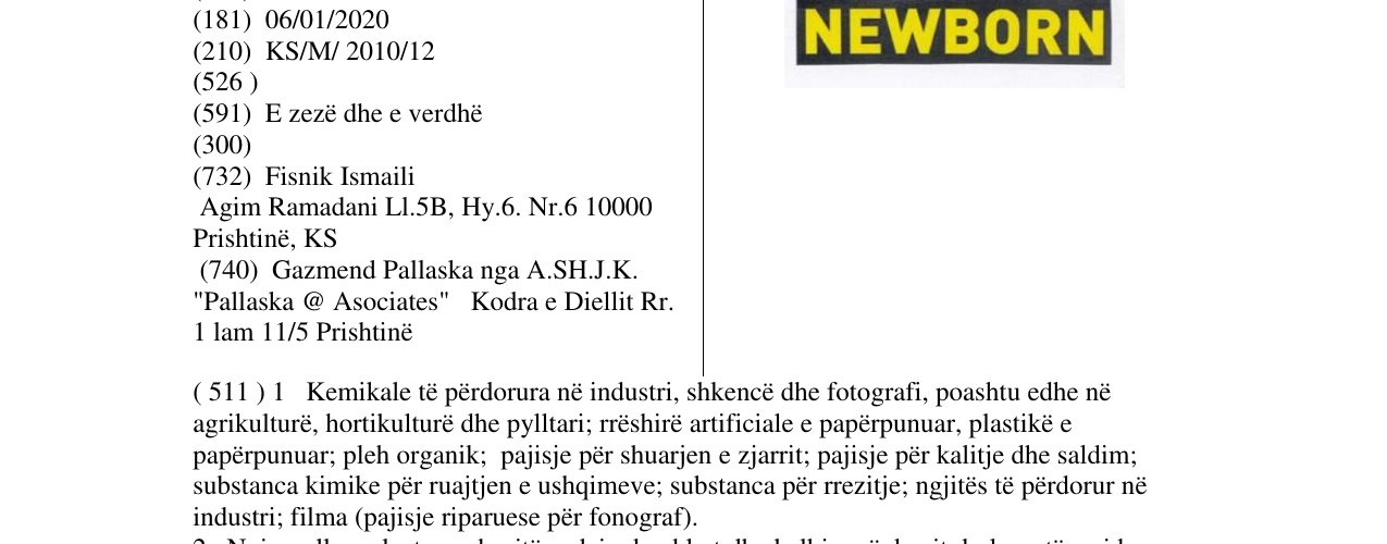Zëri i markës NEWBORN në buletin