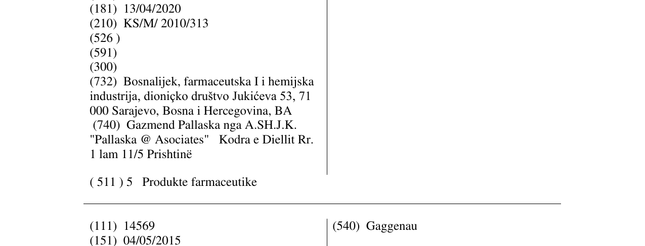 Zëri i markës LIDOPROCT në buletin