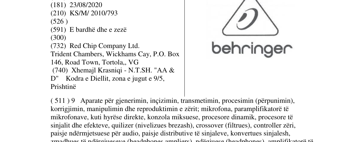 Zëri i markës behringer në buletin