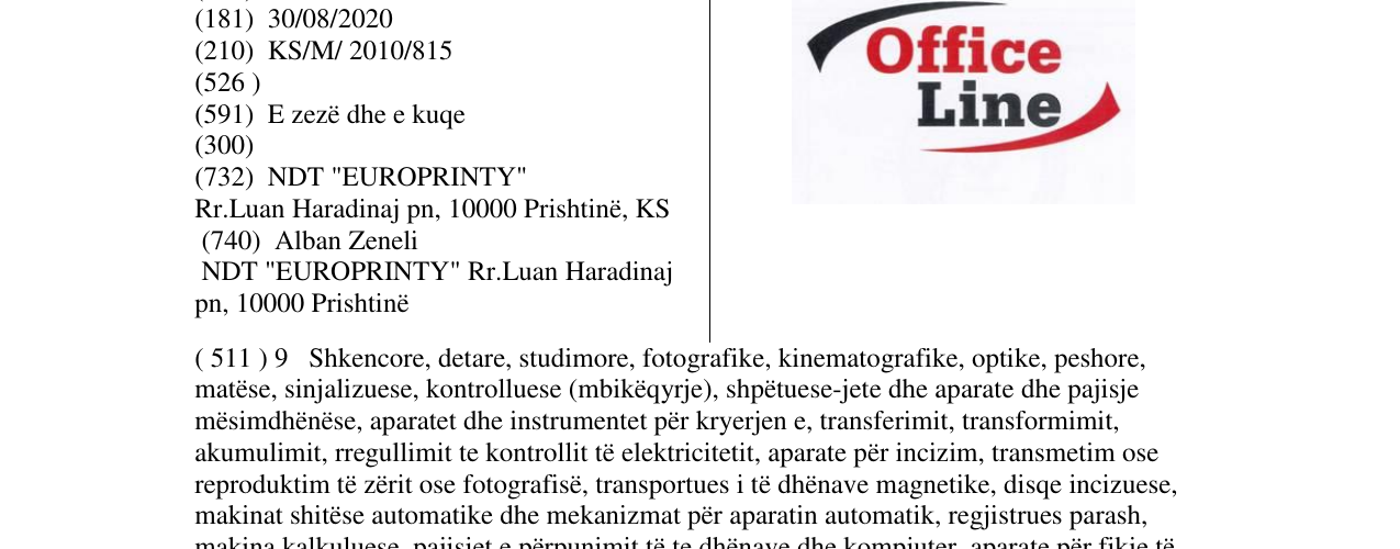 Zëri i markës Office Line në buletin