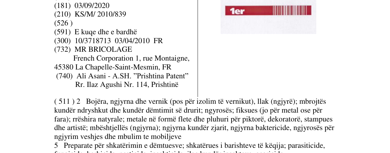 Zëri i markës 1er në buletin