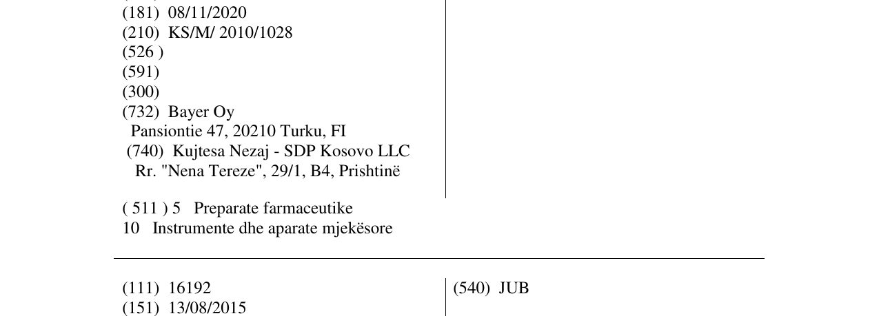 Zëri i markës MIRENA në buletin