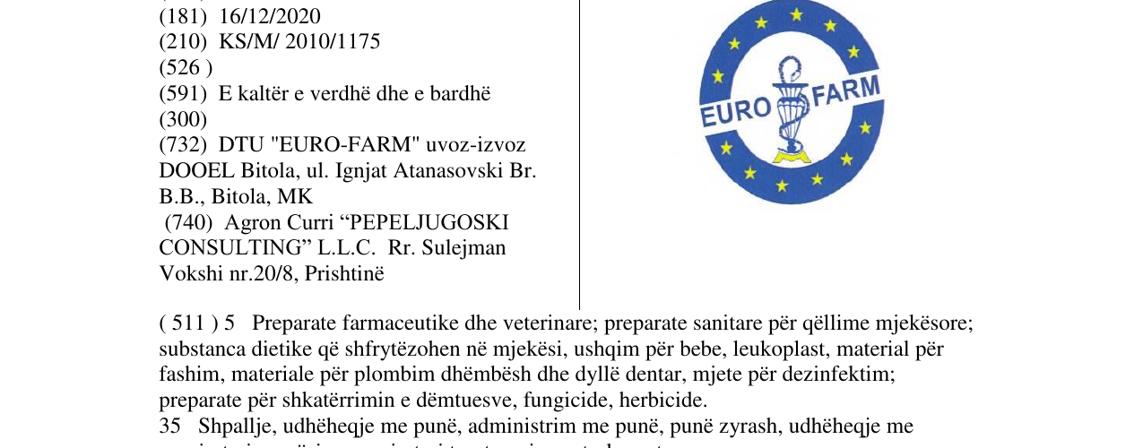 Zëri i markës EURO FARM në buletin