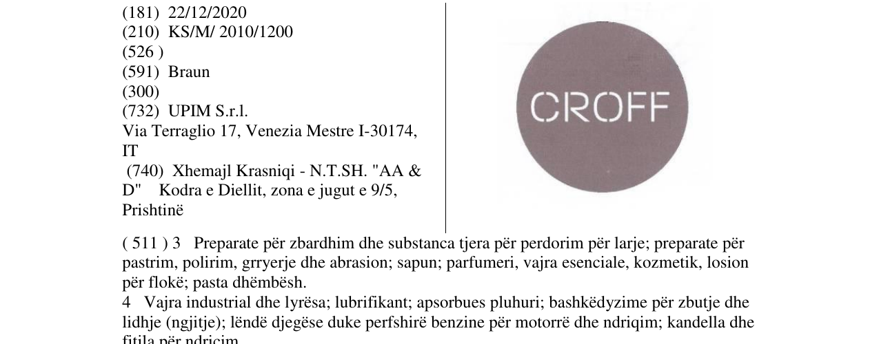 Zëri i markës CROFF në buletin