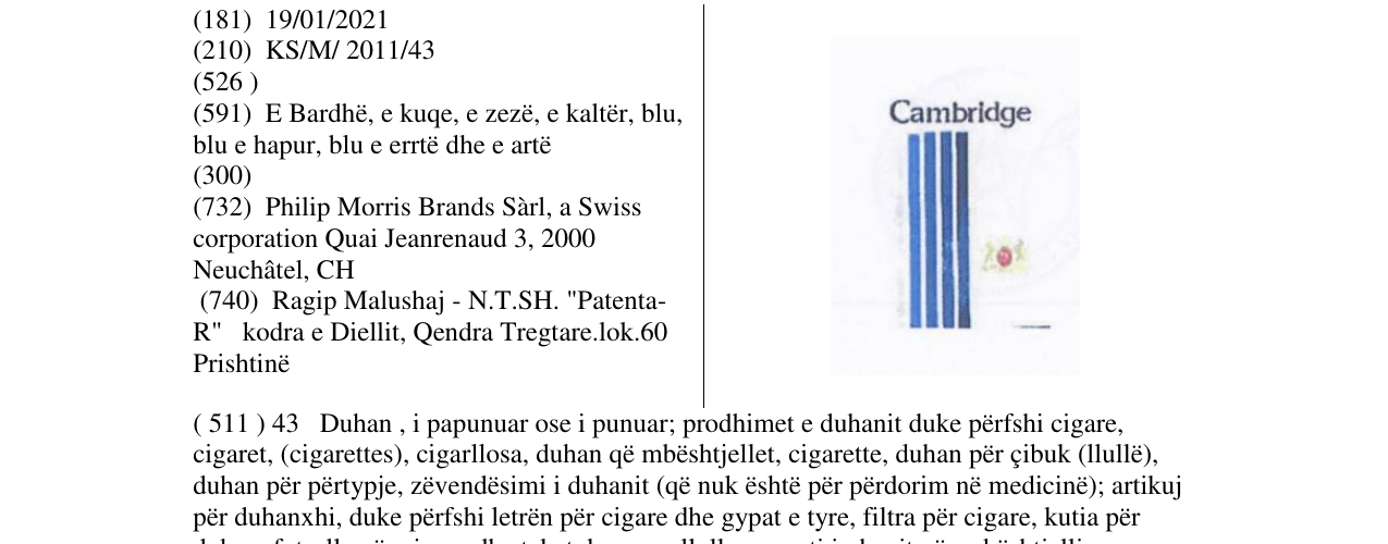 Zëri i markës Cambridge në buletin