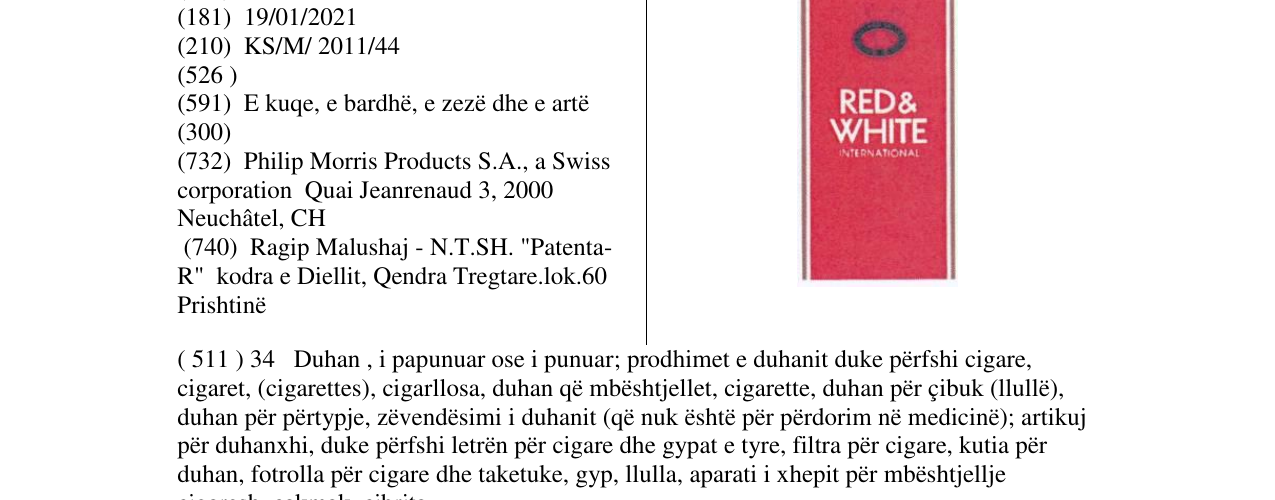 Zëri i markës RED & WHITE në buletin