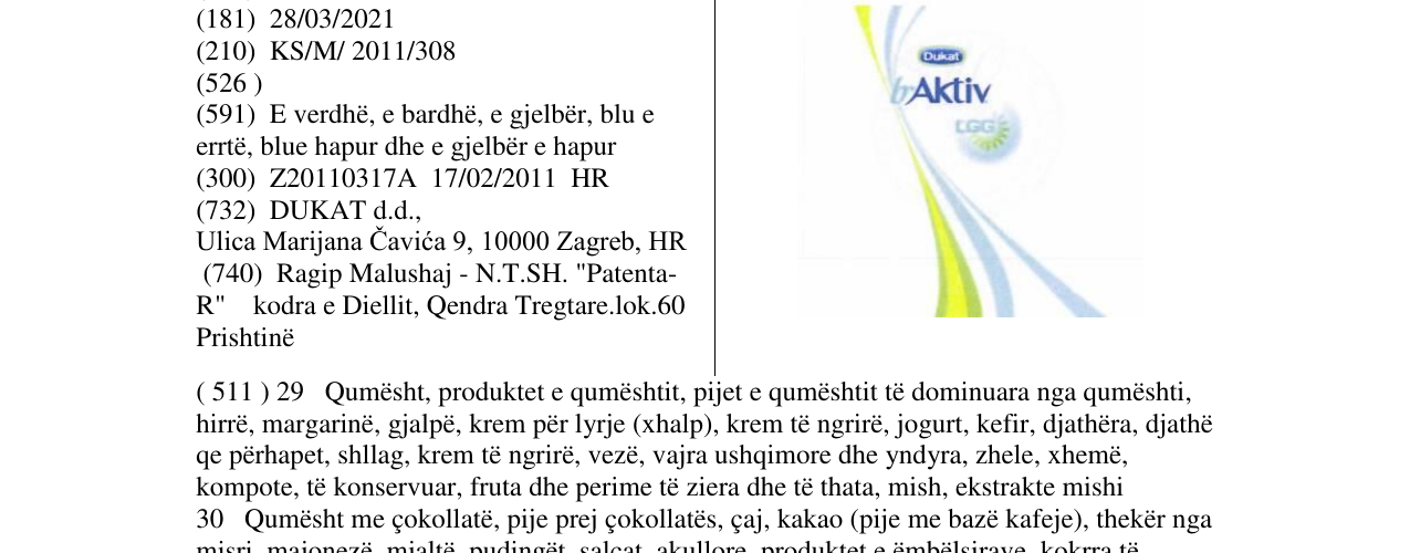 Zëri i markës Dukat Aktiv në buletin