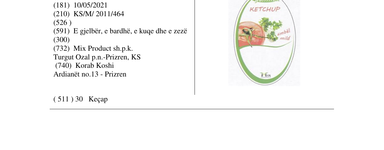 Zëri i markës yamm KETCHUP në buletin