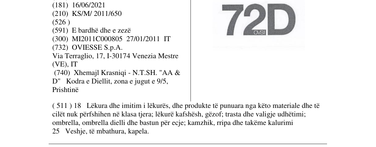 Zëri i markës 72D në buletin