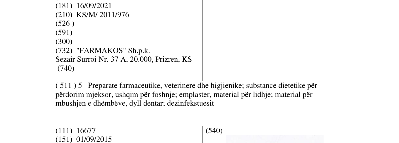 Zëri i markës CHYMORAL FORTE në buletin