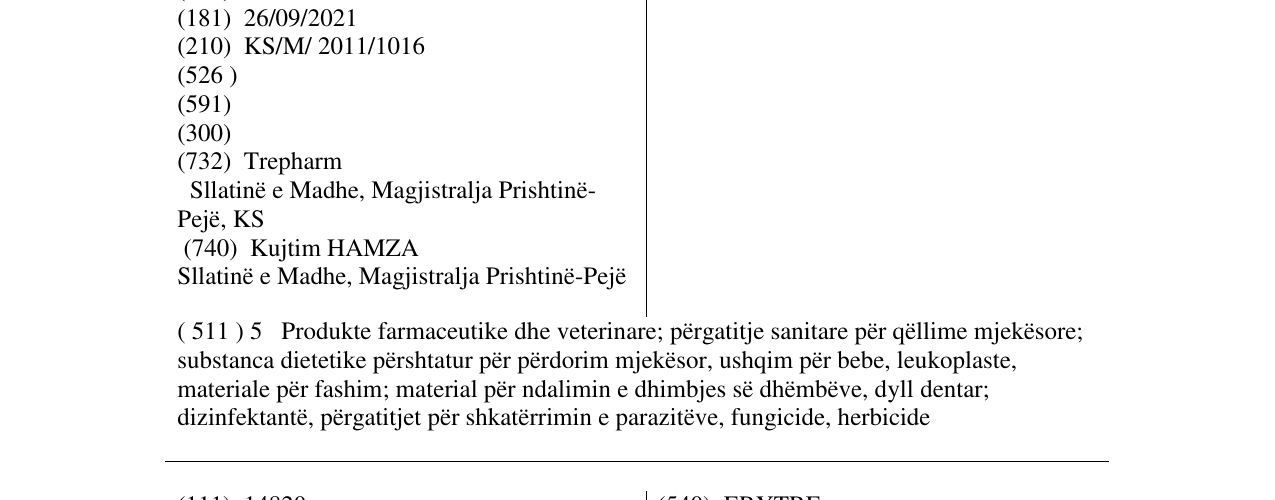 Zëri i markës CEFEXEL në buletin