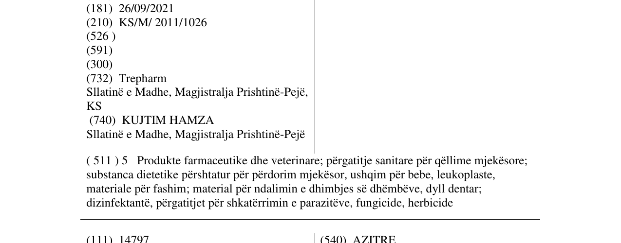 Zëri i markës TREKLIN në buletin