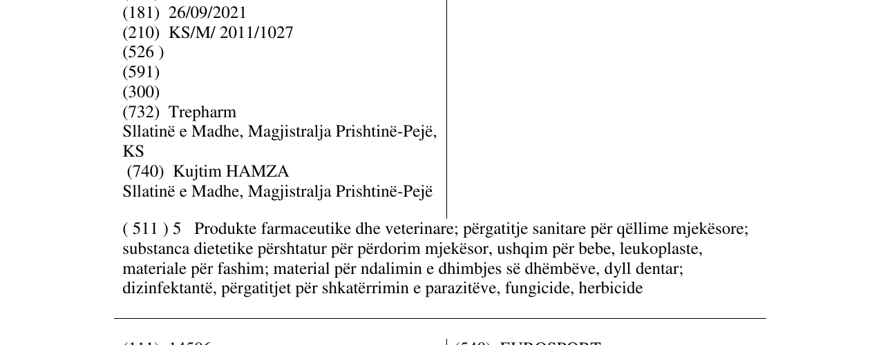 Zëri i markës AZITRE në buletin