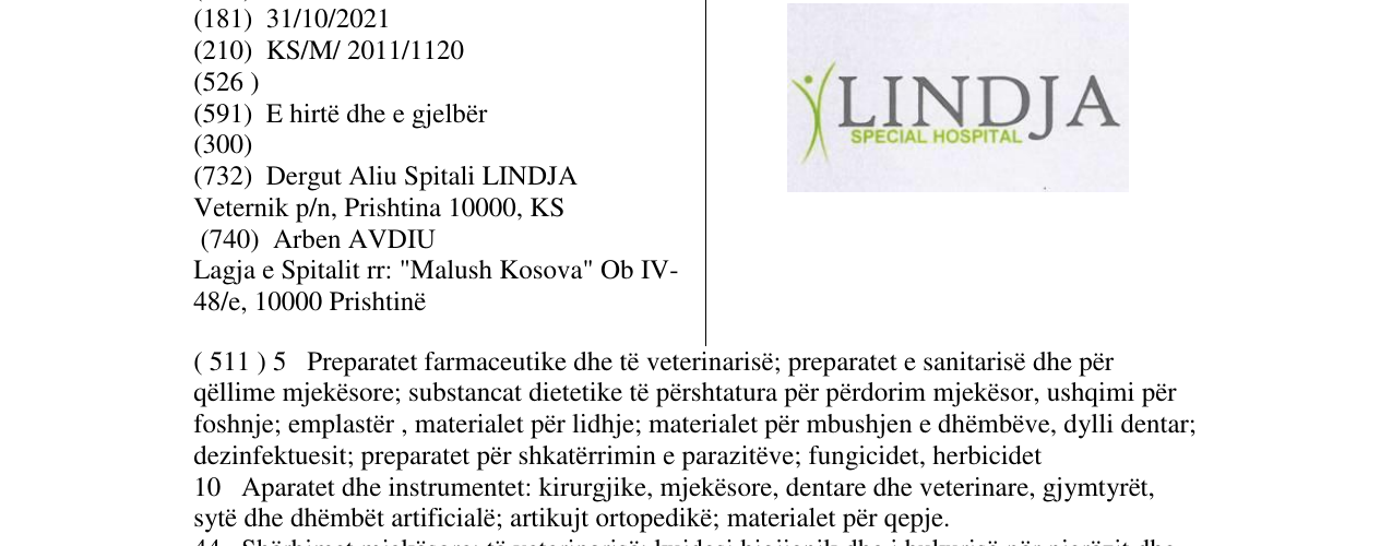 Zëri i markës LINDJA SPECIAL HOSPITAL në buletin