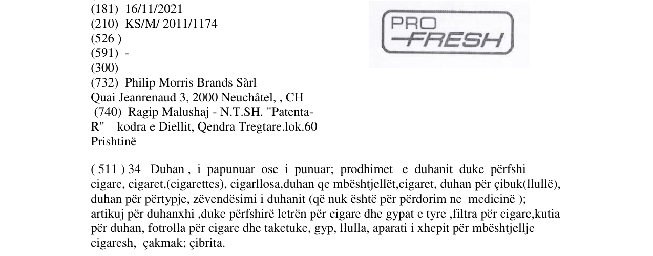 Zëri i markës PRO FRESH në buletin