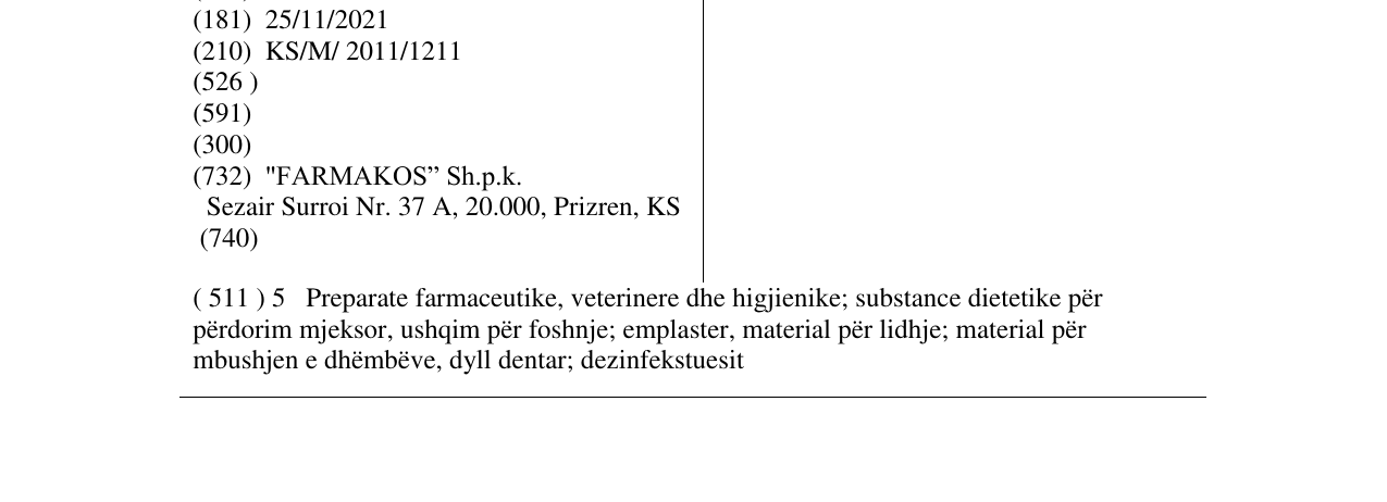 Zëri i markës ANALGIN - FARMAKOS në buletin