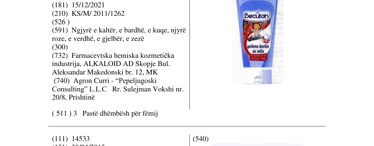 Zëri i markës Becutan në buletin
