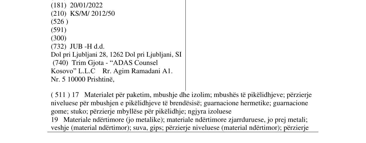 Zëri i markës JUBOGLET në buletin