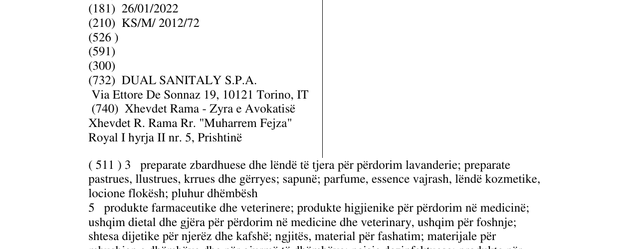 Zëri i markës DUAL SANITALY në buletin