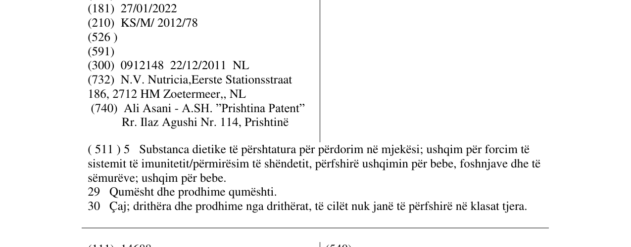 Zëri i markës PRONUTRA në buletin