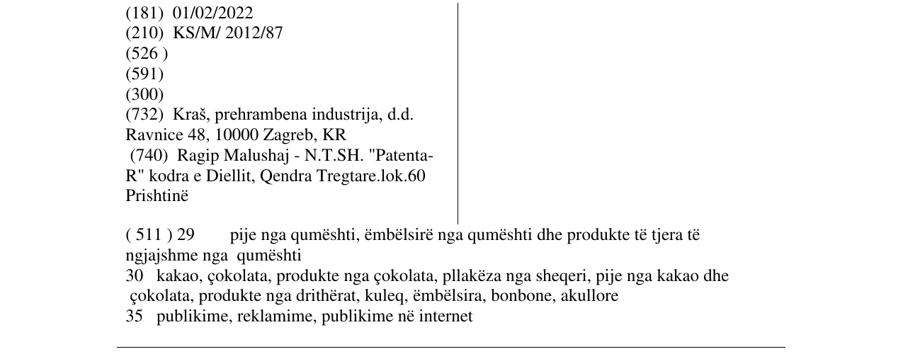 Zëri i markës ĥOKO KROKO në buletin