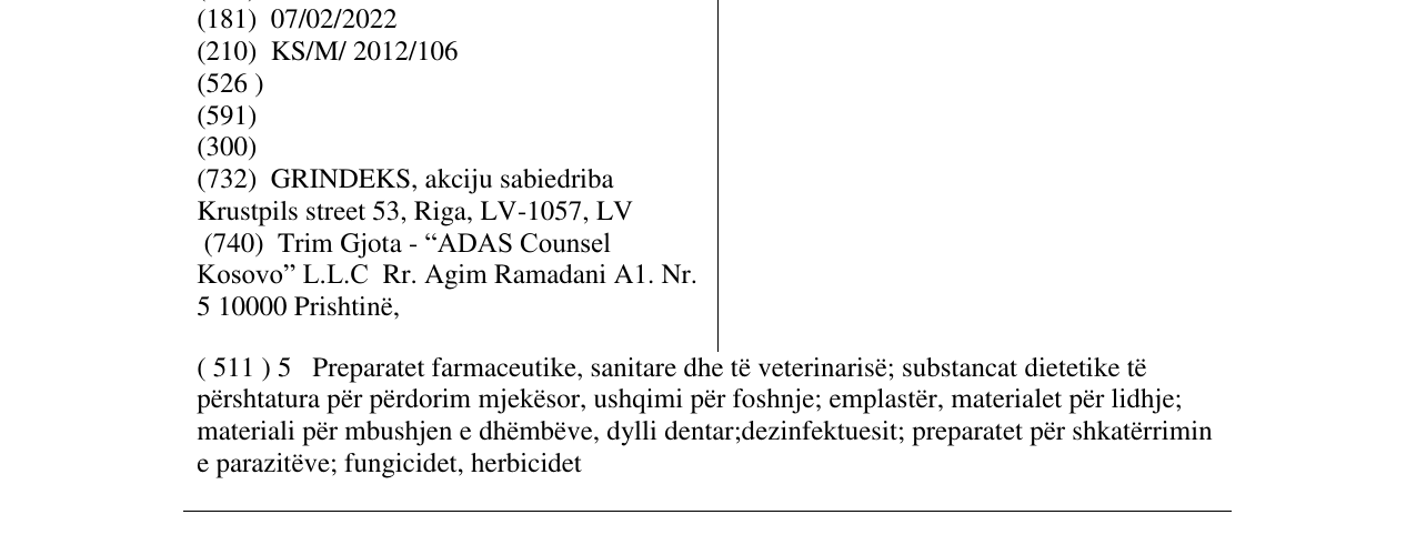 Zëri i markës GRINDEKS në buletin