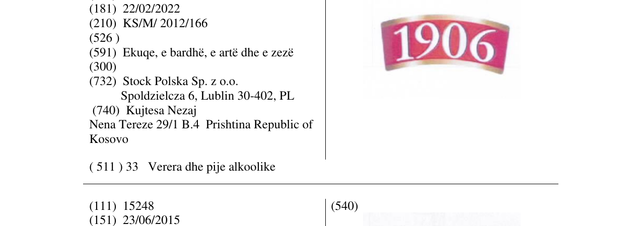 Zëri i markës 1906 në buletin