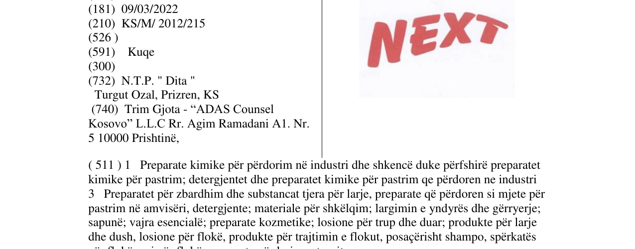 Zëri i markës NEXT në buletin