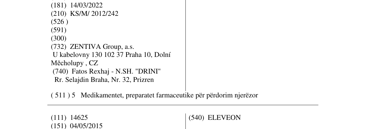 Zëri i markës COGNOMEM në buletin