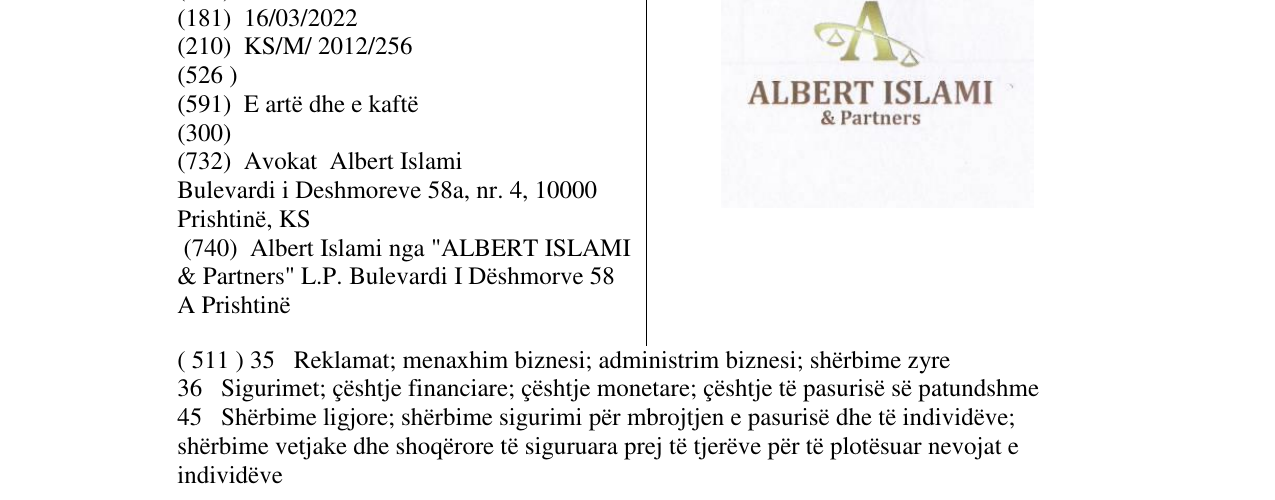 Zëri i markës A ALBERT ISLAMI & Partners në buletin