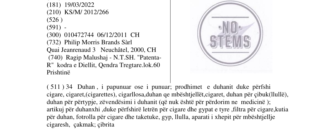 Zëri i markës NO STEMS në buletin
