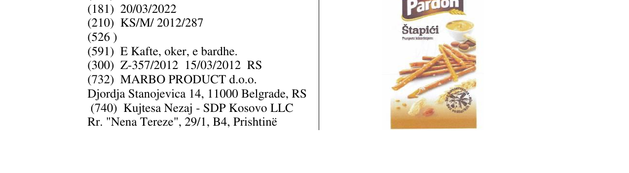 Zëri i markës Pardon Štapići në buletin
