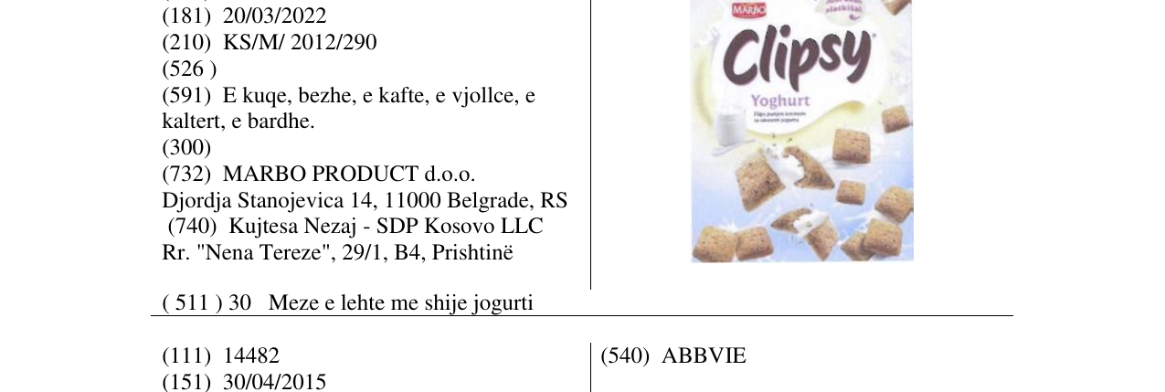 Zëri i markës Clipsy Yoghurt në buletin