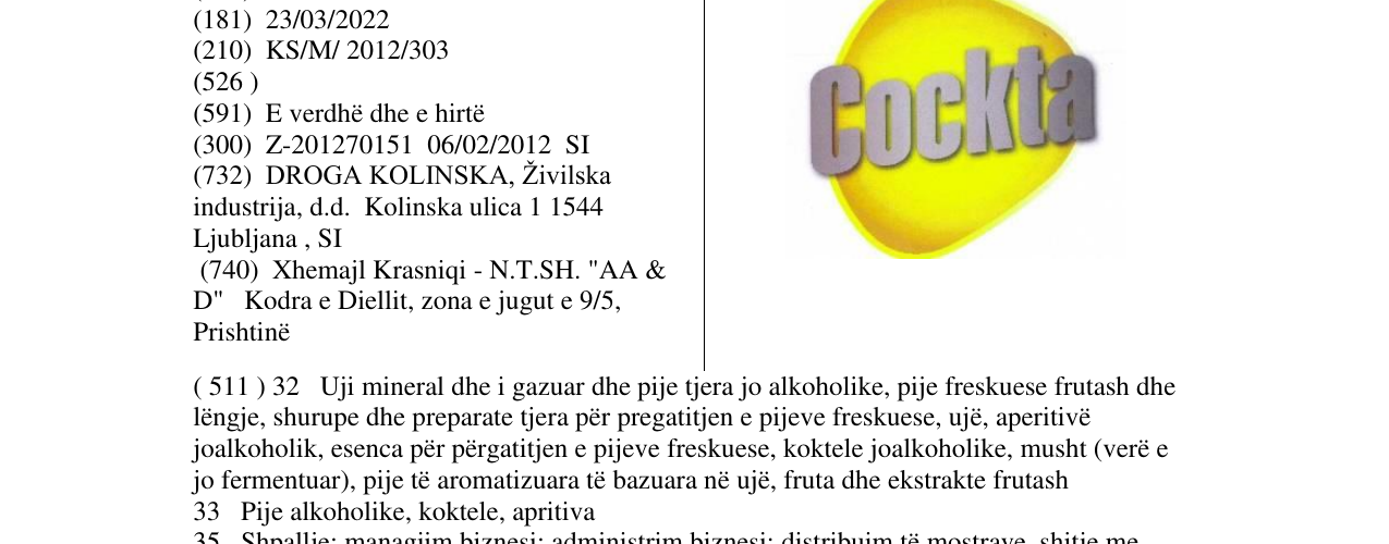 Zëri i markës Cockta në buletin