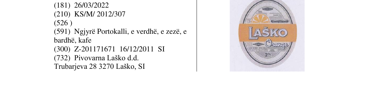Zëri i markës LAŠKO Orange në buletin