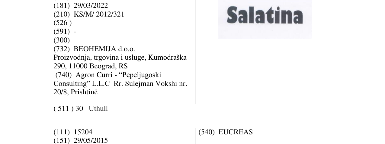 Zëri i markës Salatina në buletin