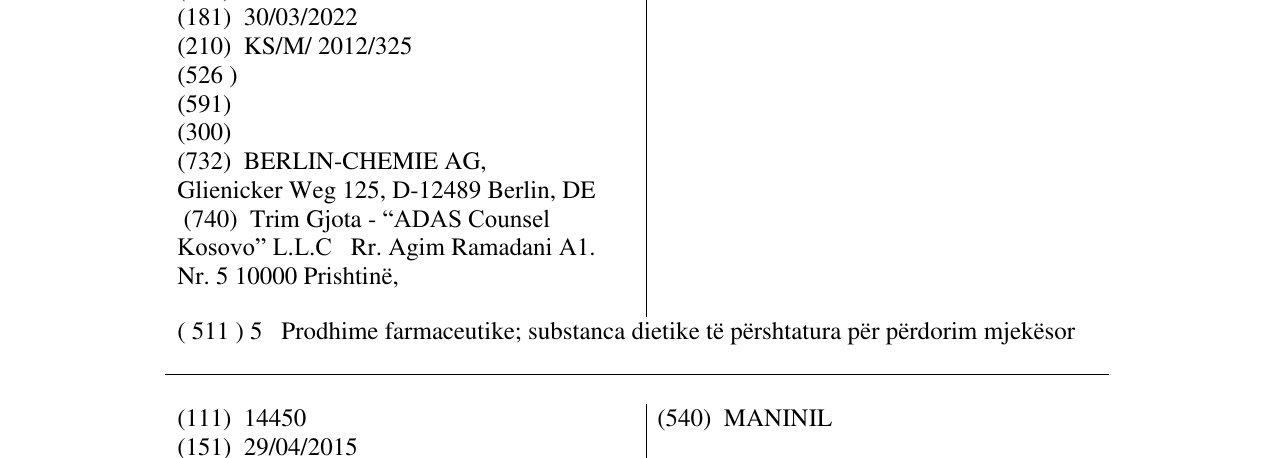 Zëri i markës PANGROL në buletin