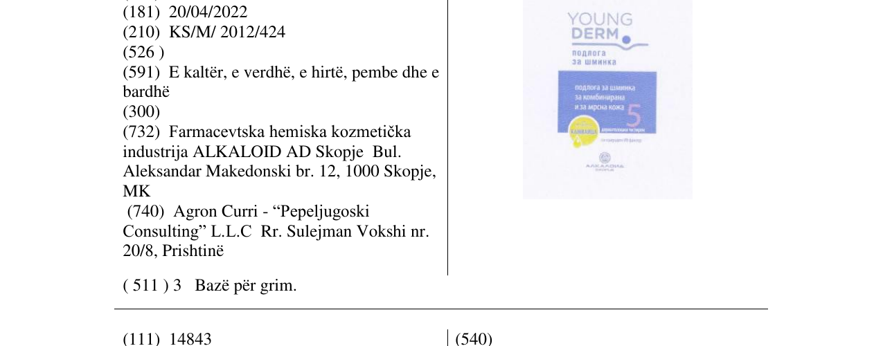 Zëri i markës YOUNG DERM në buletin