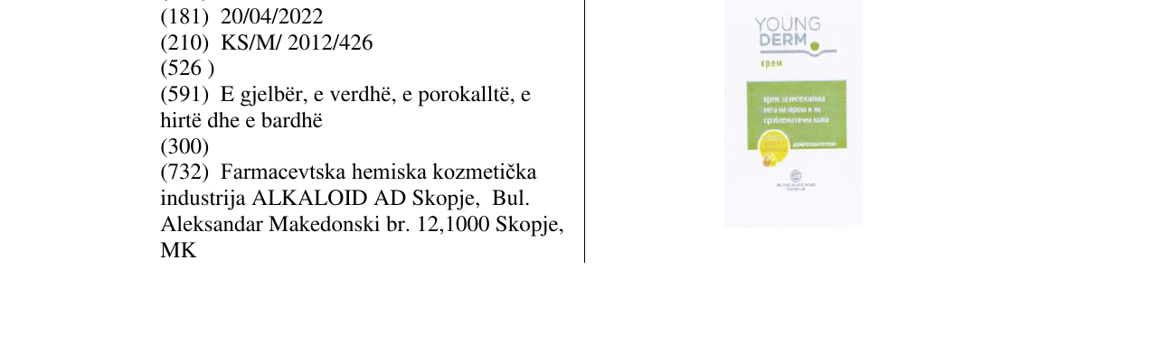Zëri i markës YOUNG DERM në buletin