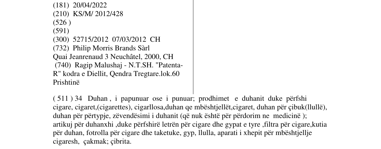 Zëri i markës MARLBORO MICRO në buletin