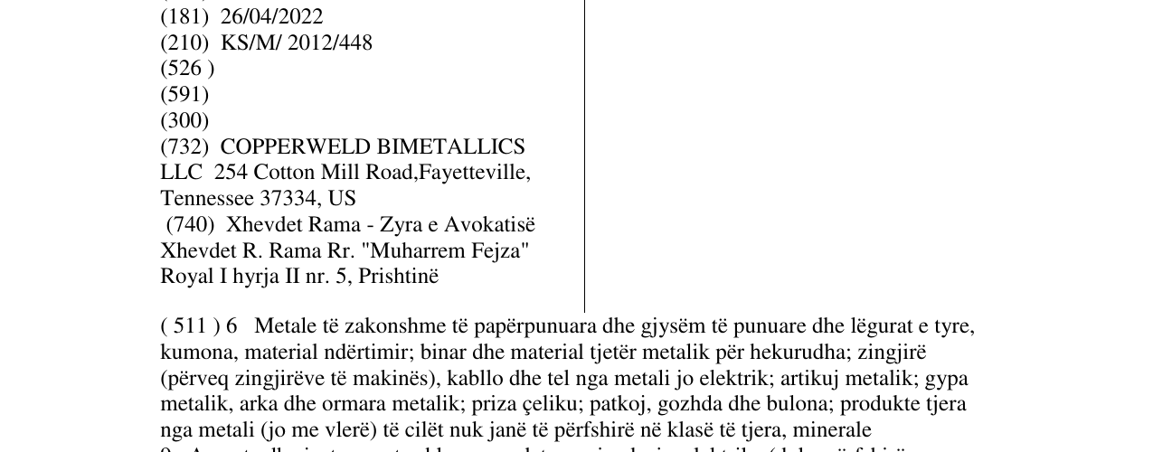 Zëri i markës COPPERWELD në buletin