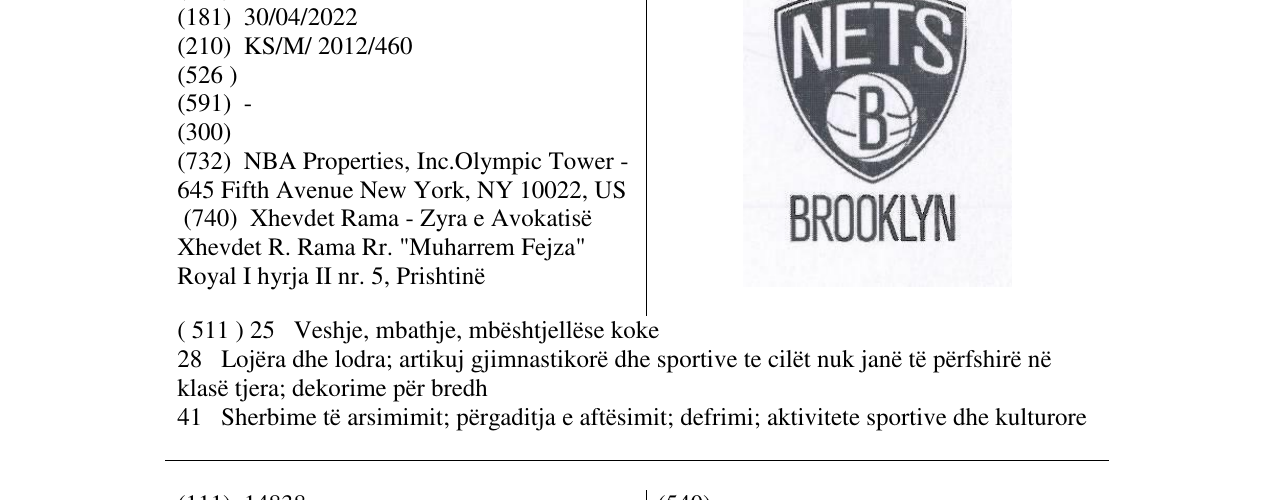 Zëri i markës NETS B BROOKLYN në buletin