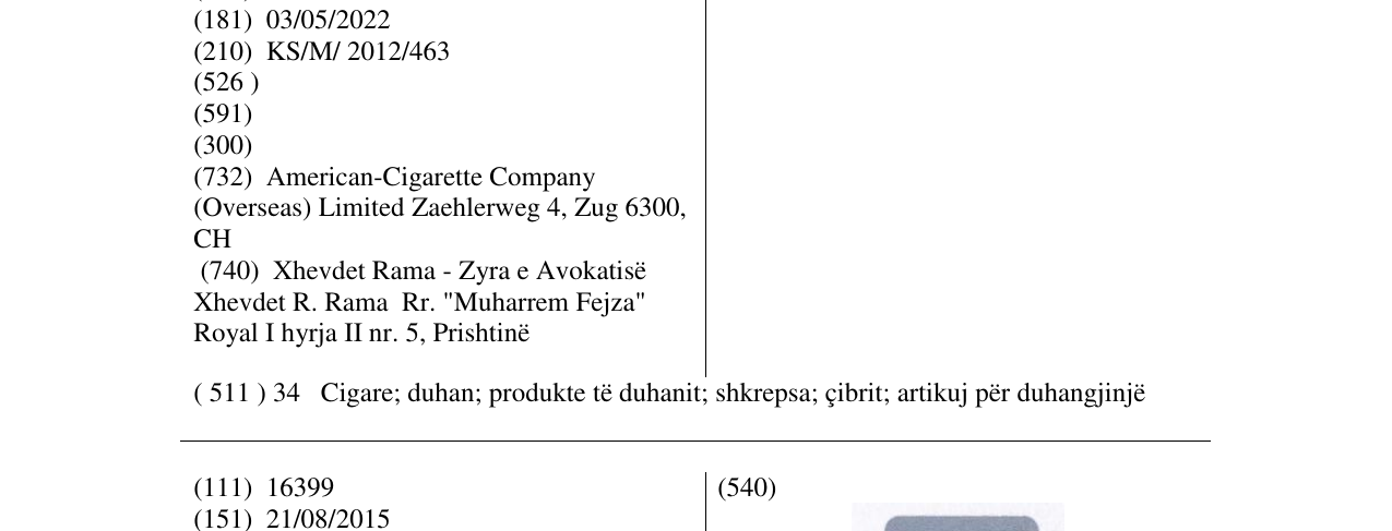 Zëri i markës A MA FACON në buletin