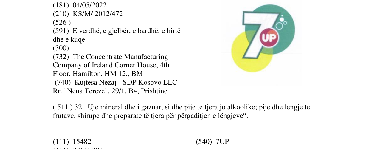 Zëri i markës 7 UP në buletin